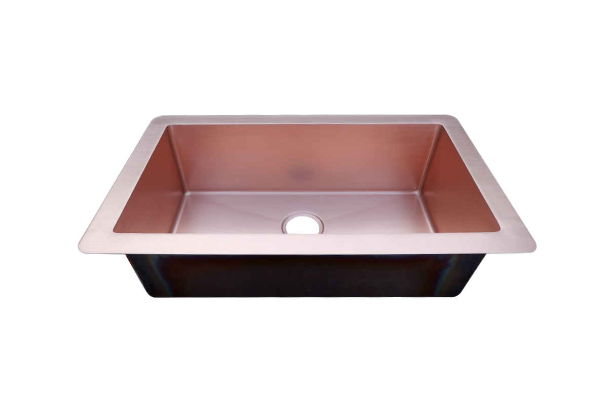 Single Bowl Rectangular Copper Kitchen Sink